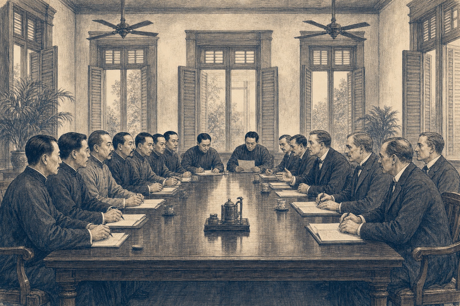 情境重建：1926年中英代表围坐长桌继续谈判