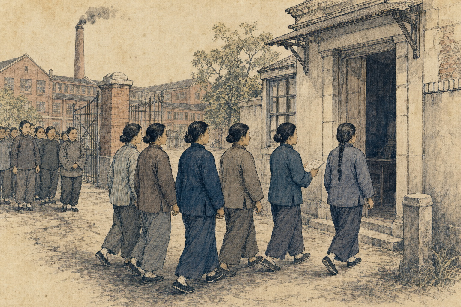 日华纱厂女工代表前往警署请愿