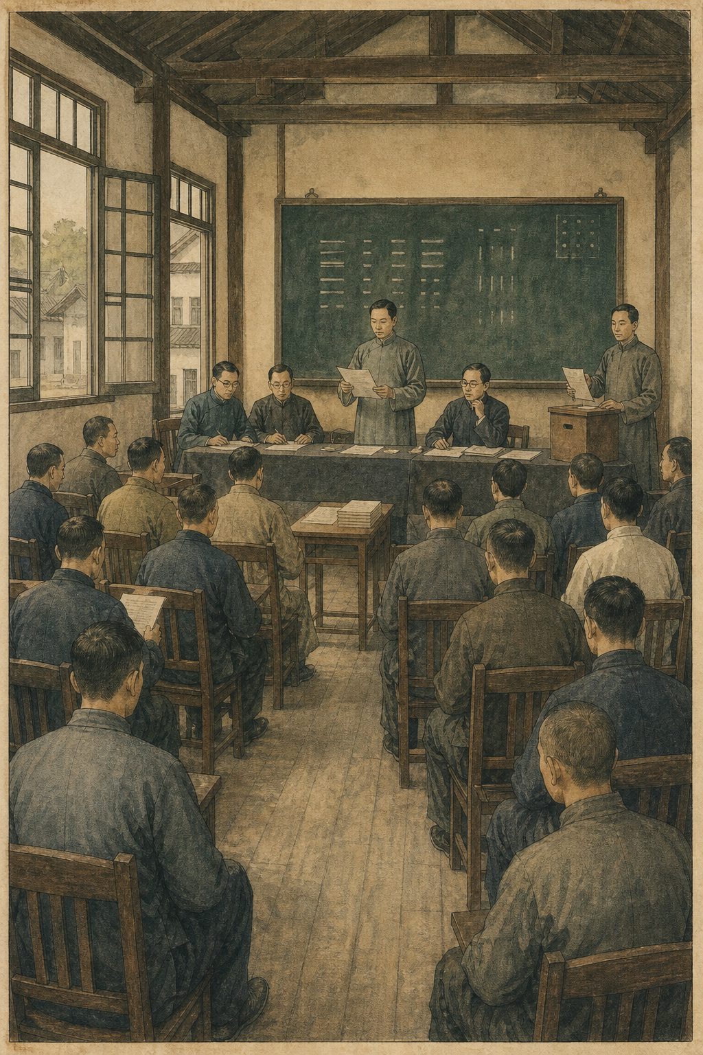 1926年上海学校礼堂,职业教育社会议正在宣布选举结果