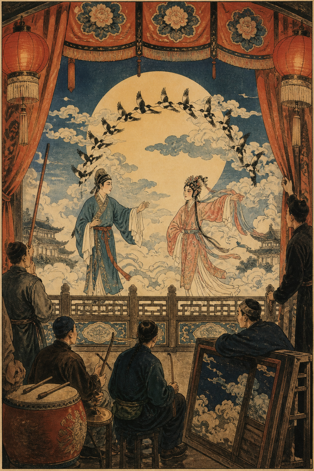 1926年戏院准备演出牛郎织女故事的舞台