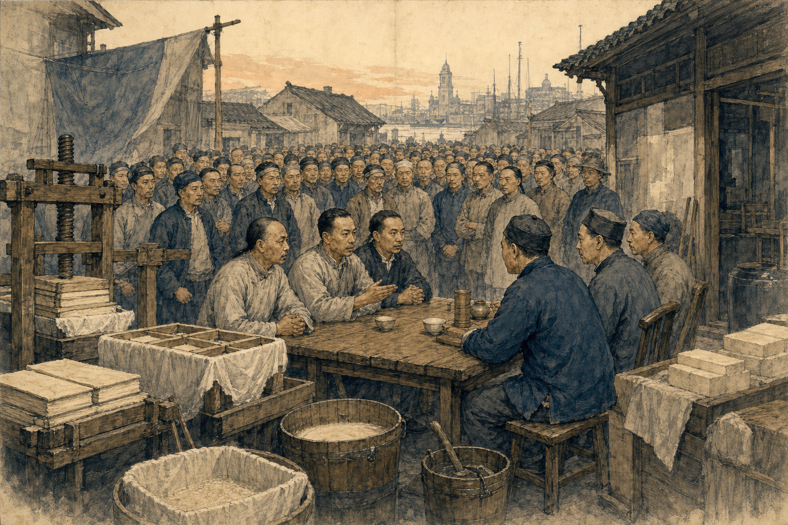 豆腐工人推举代表与店东交涉工资