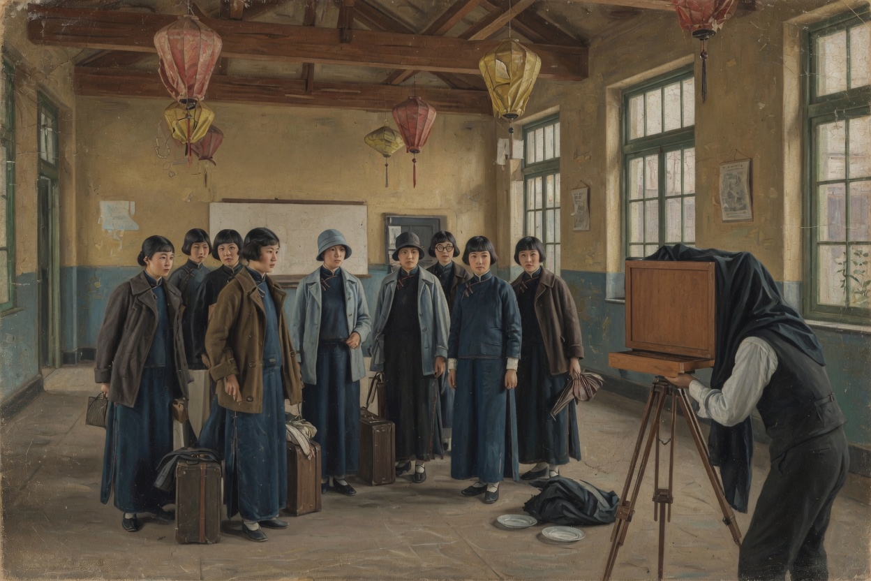 会场里为出洋学生拍照留念