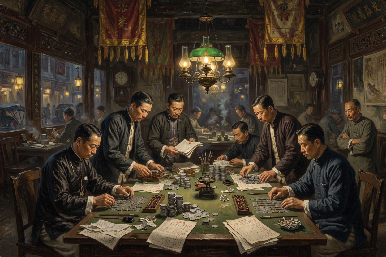 商会灯下清点银元