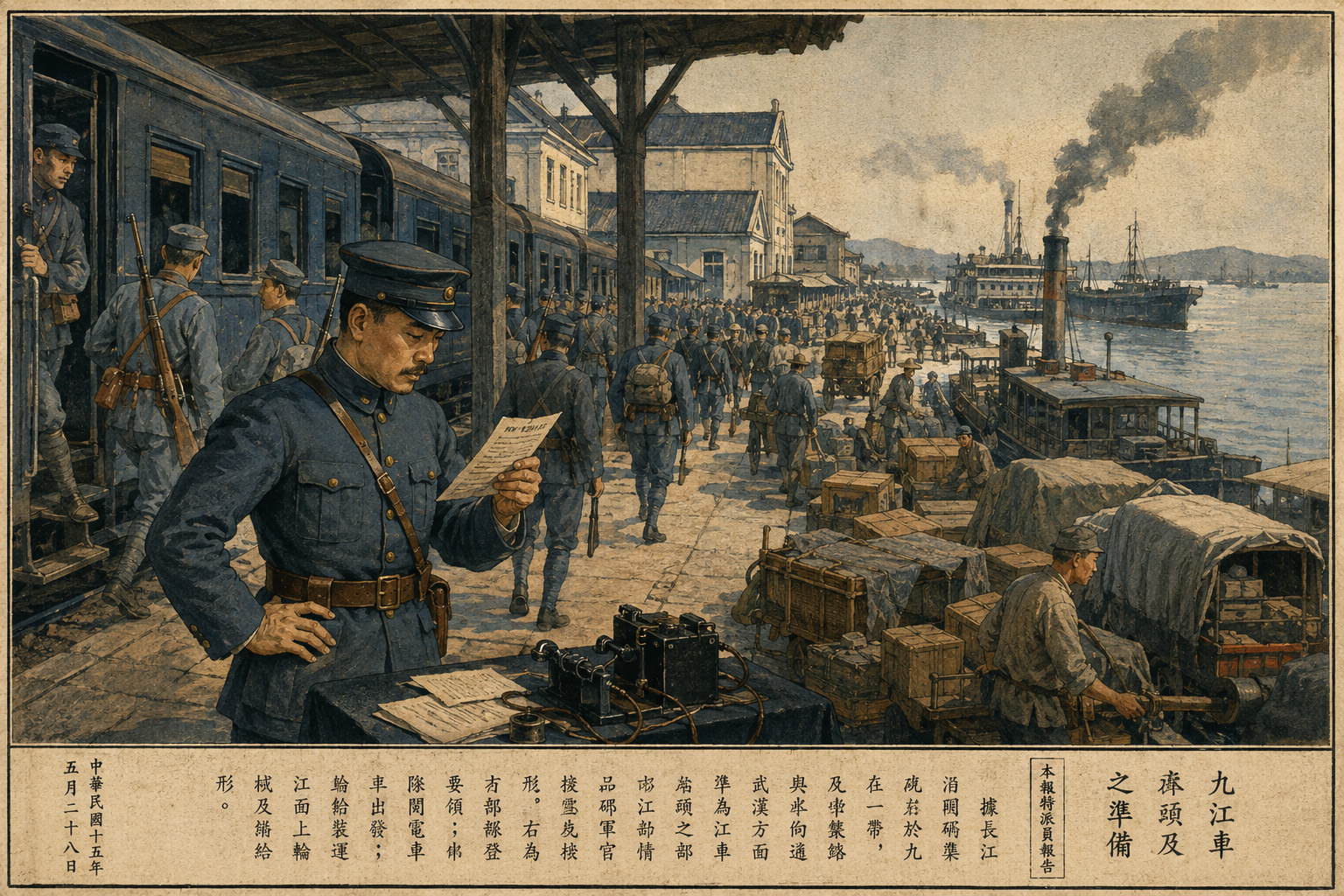九江车站和码头正在集结兵员