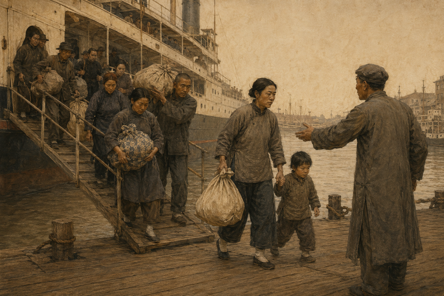 三百余名湖北难民抵达浦东