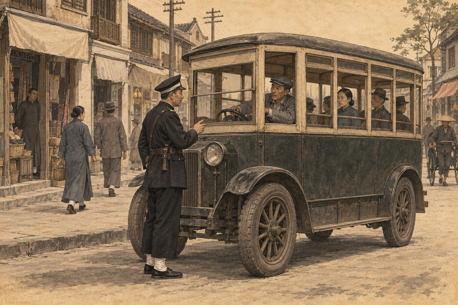 华界道路上的二号公共汽车
