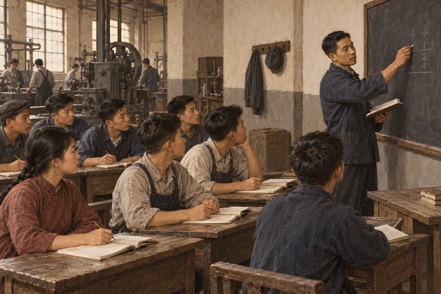三友实业社童工分三班,每日上课两小时