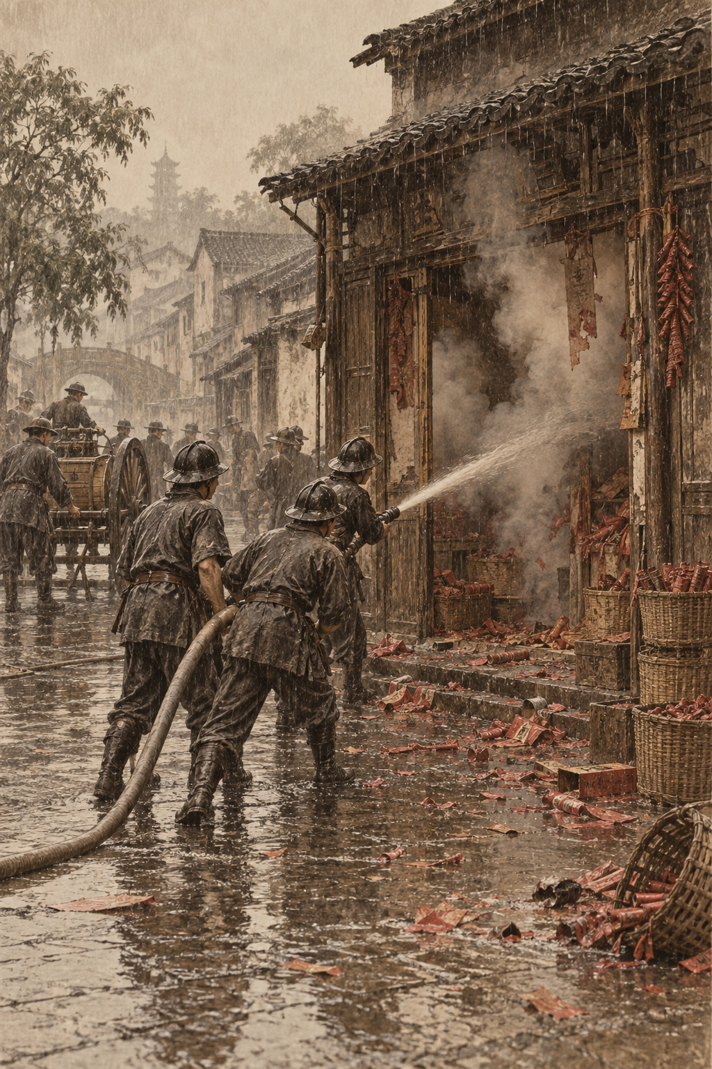大雨中炮仗店起火,两人死亡