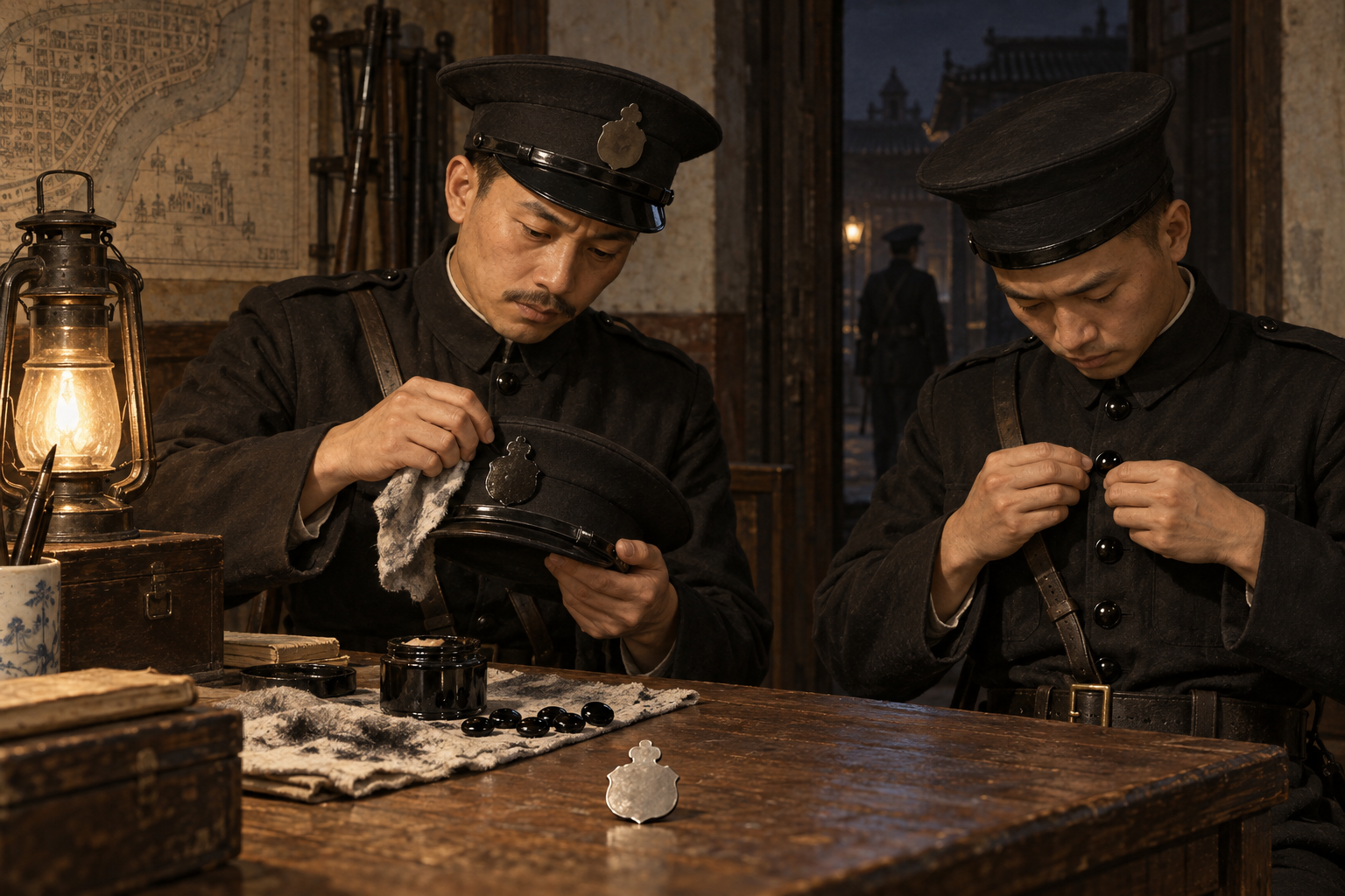 华捕白帽章改黑,防夜间被盗匪认出